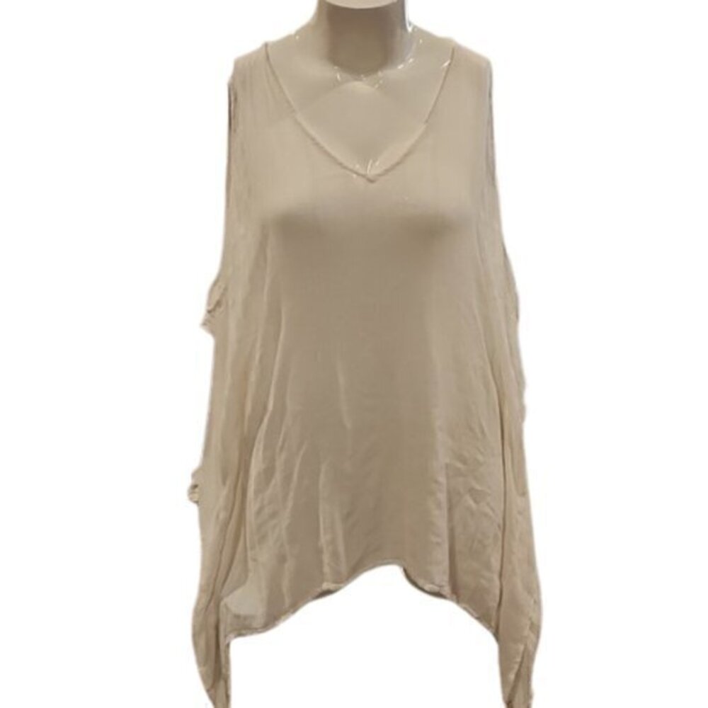 [Kenneth Cole] White V-Neck Hi Low Cover Up - Size L/XL